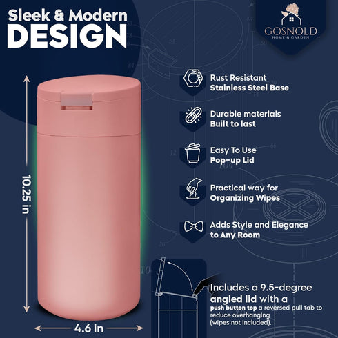 Extra Large Refillable Disinfecting Wet Wipes Dispenser (Pink) | Fits Clorox, Lysol, Bleach, Sanitizing Wipes | Durable