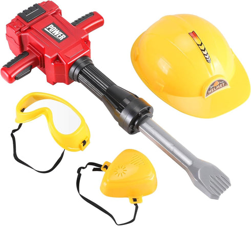 Kids Jackhammer Toy Drill with Goggle and Protection Mask, Pretend Play Power Tools for Boys & Girls