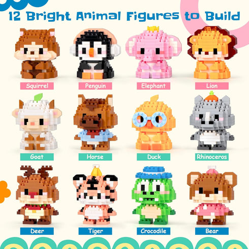 Sets 12 Pack 14+ Party Favors Micro Animal Building Easter Punch Box Surprise Mini Builds Goodie Bag Stuffers Gift