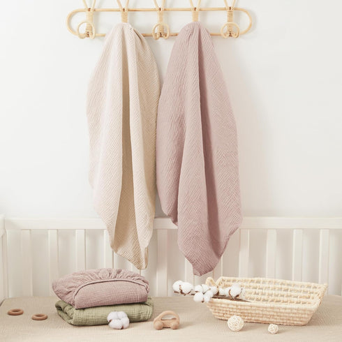 Pack 100% 38"x26" 2 Pack Bearmoss Muslin Mini Crib Sheets for N Play Mattress - Cotton - Soft Breathable Playard Baby