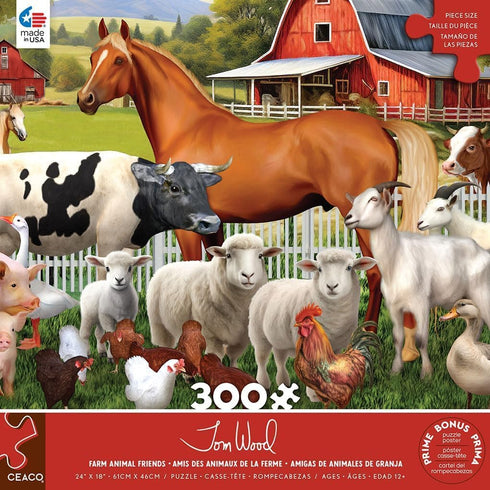 300 Ceaco - Tom Wood - Farm Animal Friends - Oversized Piece Jigsaw Puzzle