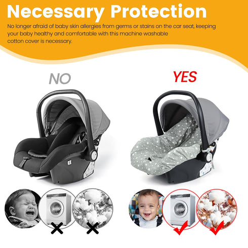 100% 0-12 Orzbow Infant Car Seat Cover Liner, Cotton Baby Seat Protector Cover, Universal Fit Carseat Liner for Travel