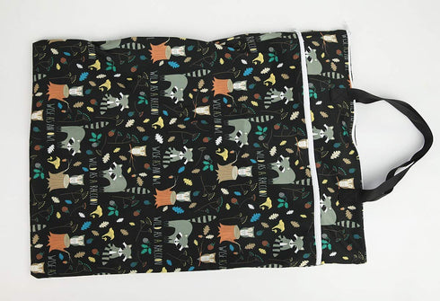 Large Hanging Wet/Dry Cloth Diaper Pail Bag for Reusable Diapers or Laundry, Raccoon Design