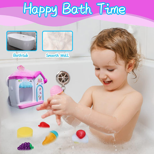 3-5 4-8, Set 3 4 5 AugToy Bath Toys for Toddlers Years, Ice Cream Foam Maker Bath Toys for Kids Ages Bubble Pretend