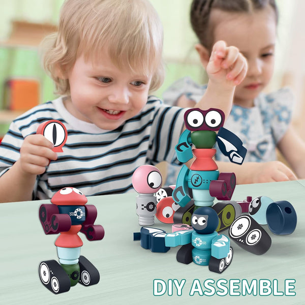 TEMI Magnets Robot Toy for Boys Ages 3-7, Transforming Magnetic Building Blocks for Learning and Fun
