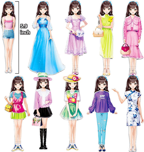 Magnetic Dress Up Paper Doll, Magnet Princess Dress Up Dolls for Girls Ages 4-7, Travel Activities Set