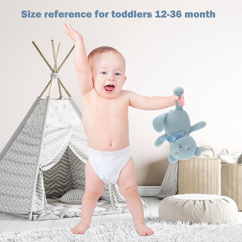 100% Organic Cotton Blue Teddy Bear Baby Toys, 6.5" Stuffed Animals for Newborn