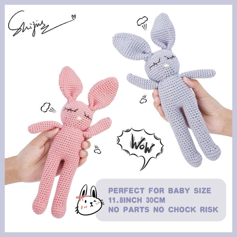 Moni's Choice Baby Bunny Rabbit Plush Knitted Doll Sleep Toy for Newborn (Pink)