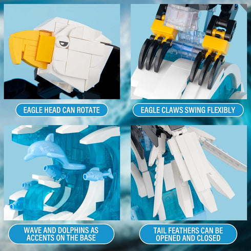 Set, 2 1 14+ (1018 Vziimo Ideas Eagle Animals Building MOC Eagle Creative Bird Model, Creator in Animal Lover Owl Birds