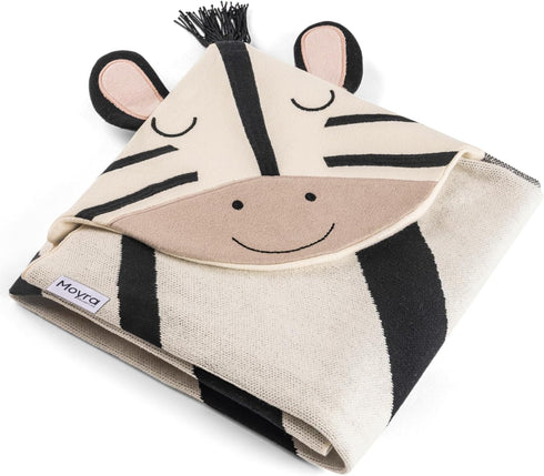 Moyra Collective Hooded Baby Blanket Knitted Cotton | Soft & Breathable Newborn & Infant