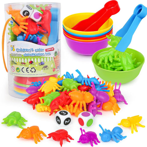 Counting Insects Matching Toys with Sorting Bowls and Games Dice Montessori Preschool