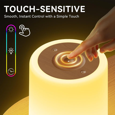 Dimmable 11 5 Brown-2 Pack Auxmir Night Light for Kids Baby, Touch Lamp for Nursery, RGB Colors Brightness, Portable