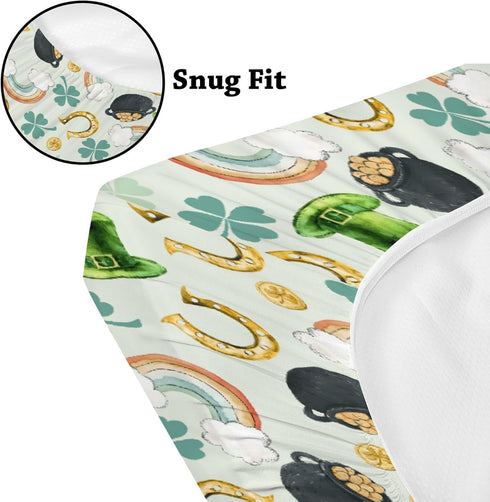 KuphiL10C Girls-16x32 St Patricks Day Leaves Rainbow Irish Hats Pattern Baby Changing Pad Cover,Unisex Nursery Diaper