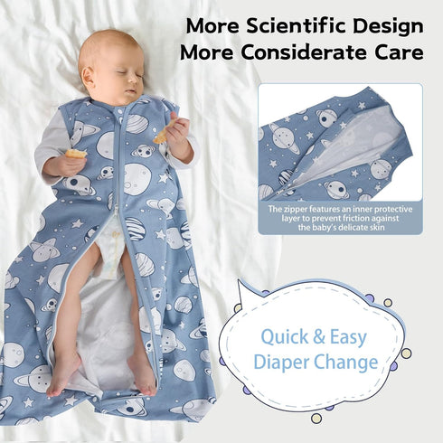 3 Pack 18-24 100% 0.5 2-Way Summer Baby Sleep Sack Months Cotton TOG Baby Sleeping Bag Zipper Toddler Wearable Blankets