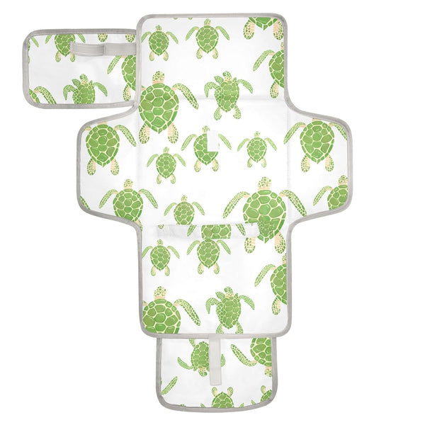 VEKELEE Green Sea Turtles Portable Diaper Changing Pad for Baby, Waterproof & Foldable