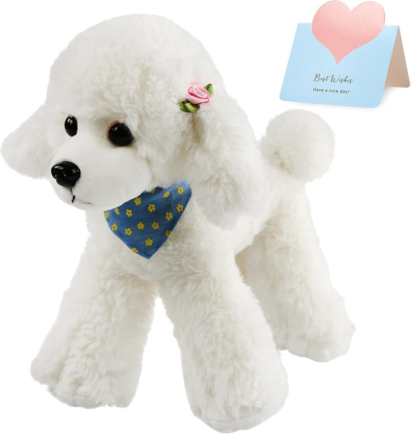 Athoinsu 12" Realistic White Poodle Puppy Stuffed Animal, Soft Adorable Plush Toy for Kids