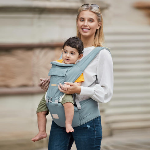 SNOOZYNEST 6-in-1 7-33 Baby Carrier Newborn to Toddler with Hip Seat, Soft Ergonomic All Positions Infant Carrier Ib