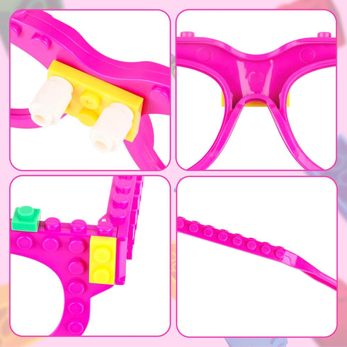 Hooqict 9 Pcs DIY Building Blocks Glasses, Creative Building Block Party Supplies for Kids Birthday Party Favors