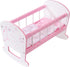 Baby Doll Crib Toy Wooden Play Rocking Cradle with Mattress Pillow & Blanket for 18” Doll