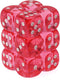Chessex Polyhedral Translucent 12-Die Set, 16mm 6D Pink/White Dice for Dungeons and Dragons, Role Playing Games, MTG,
