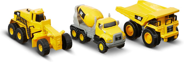 CAT Construction Toys, Die Cast Metal 3 Pack Vehicles - Dump Truck, Cement Mixer, Grader for Ages 3+