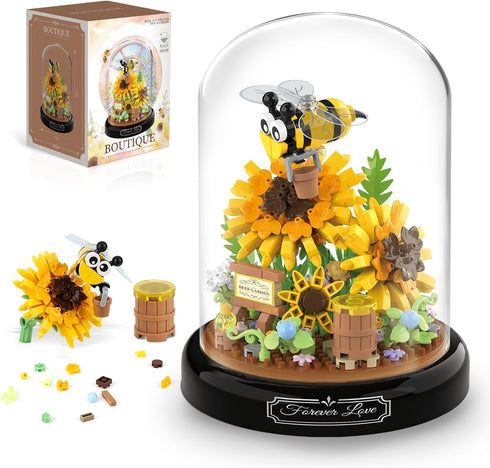 Flower Bouquet Building Sets, 548 PCS Animals Flowers Botanical Collection Mini Bricks Toy for Adults, Valentine's Day