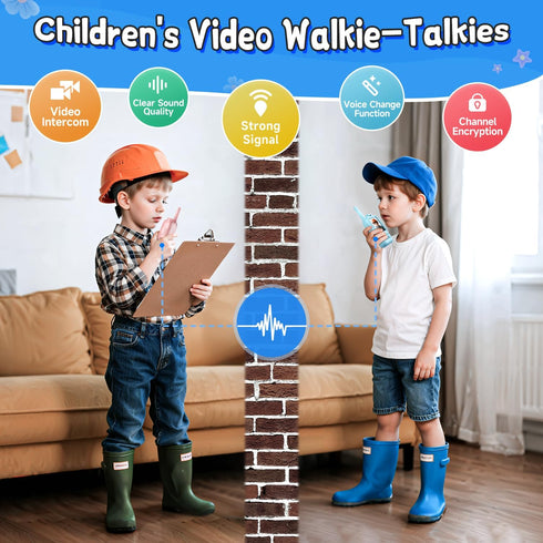YUSSBCU 2 Pack 3-5 Kids Video Walkie Talkies, Long Range Walkie-Talkie for Kids, Rechargeable Video Call Toys
