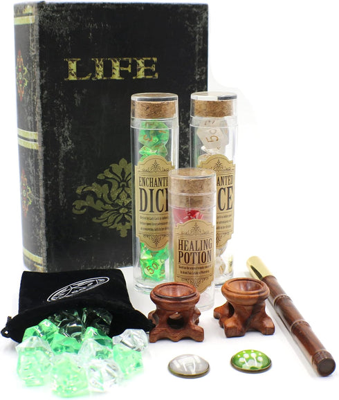Druid and Cleric Gift Set - Includes Dice, Box, D20 Stand, and Tokens