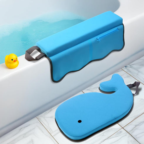 Generic Elbow Set Whale Baby Bath Kneeler and Rest Extra Thick Padded Cushion Waterproof Non-Slip Mat with Storage