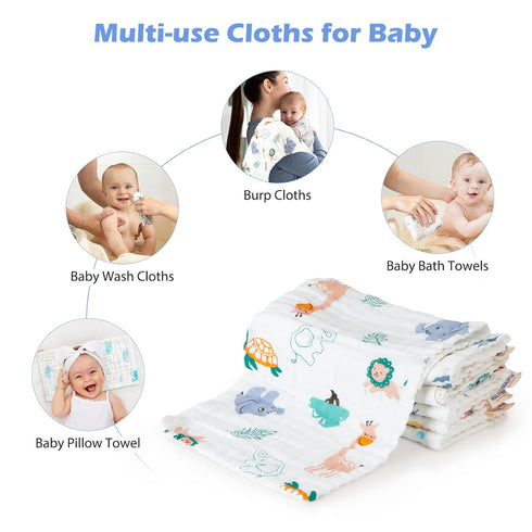 6 Pack 20''x10'' 100% 6 Pack 6) Maliton Muslin Baby Burp Cloths Large Cotton Burp Rags Absorbent and Soft Layers Muslin