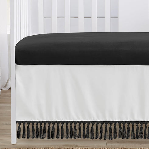 Set 4p Sweet Jojo Designs Black White Boho Stitch Boy Girl Gender Neutral Unisex Baby Crib Bedding Infant Nursery Room