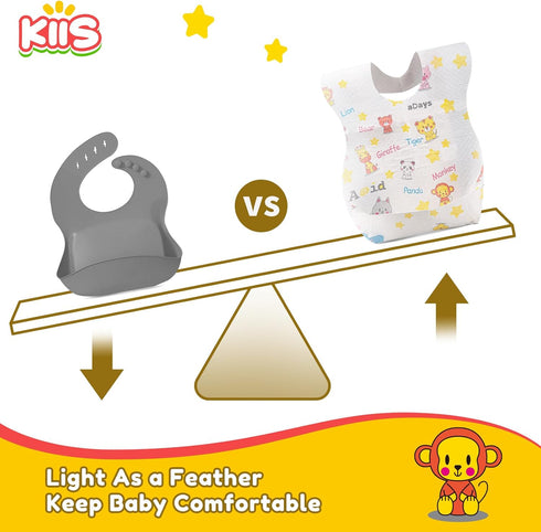 KIIS Disposable Baby Bibs for Boys and Girls, Individually Packaged, Soft and Leakproof (20 PCS / 60 PCS)