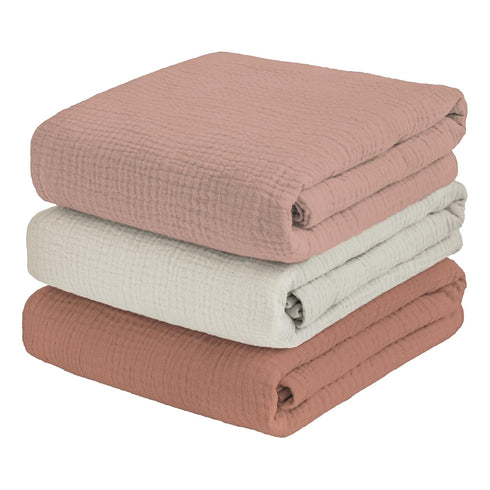 Muslin Swaddle Blankets for Baby Boy - 3 Pack 47x47 Inch Large