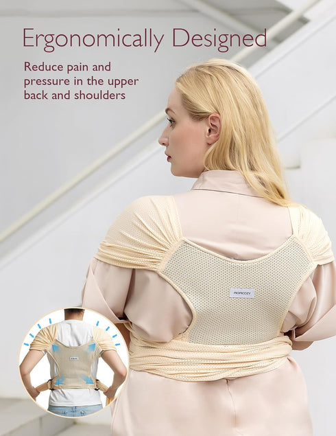 Momcozy Summer 8-35 lbs Baby Carrier AirMesh - The Perfect Sling for Newborns to Toddler - Cooling Fabric Baby Wrap