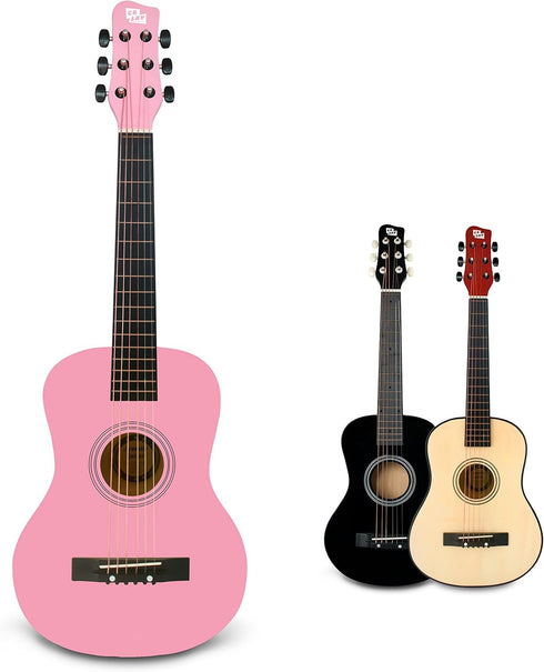 30” Pink Wooden Acoustic Guitar for Girls, Kids Musical Instrument Gift for Ages 3-5 and 5-9