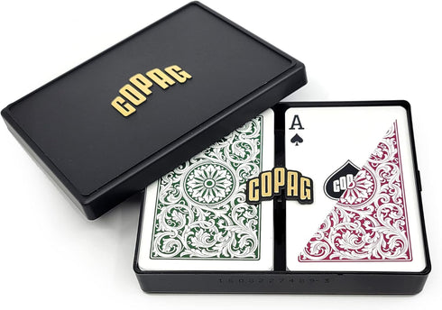 Copag 1546 Design 100% Plastic Playing Cards, Bridge Size Green/Burgundy (1 Set)