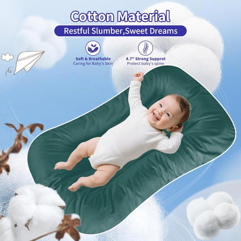 100% Mat,Tummy 0-24 Cotton Baby Lounger for Newborn,Baby Play Time Mat with Cover for Months Newborn Baby,Washable Play