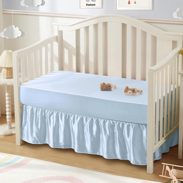 SiinvdaBZX 2-Piece Set Satin Crib Sheets & Crib Bed Skirt, 52" x