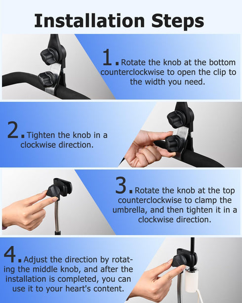 360 Umbrella Holder for Stroller, Baby Stroller Umbrella Attachment, Umbrellas Connector Clip to Handlebar, Degree