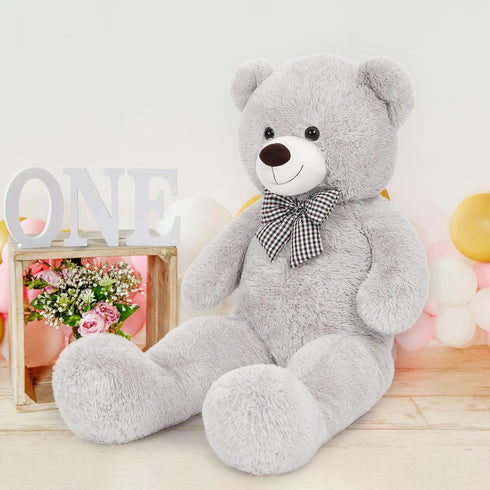 MaoGoLan Big Fluffy Gray Teddy Bear, 39 Inch Large Grey Stuffed Animal for Girlfriend, Kids, Boyfriend, Teens