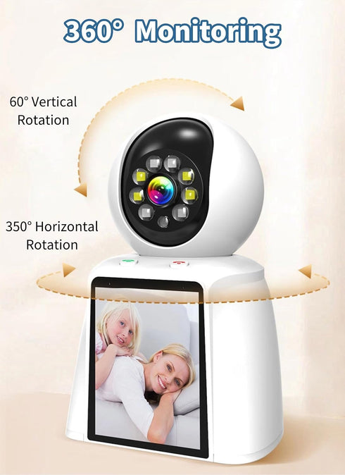 Diyeeni 2K, 360 Indoor Security Camera Pet Camera, Degree Home Security Camera for Baby/Elder/Nanny with Night Vision