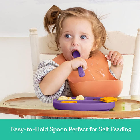 Silicone Suction Plate for Baby - 100% Food Grade Silicone Divided Plate | Toddler Self Feeding Training Suction Plate Set | BPA-Free, Microwave, Dishwasher Safe Stay Put Plates (Purple & Turquoise) by Sperric