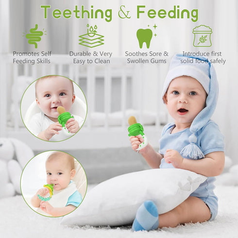 12 Pack 2 1 WAJIAYON Baby Fruit Feeder Pacifier - | Infant Food Feeder Pacifier & Babies Food Dispensing Spoon | Fresh