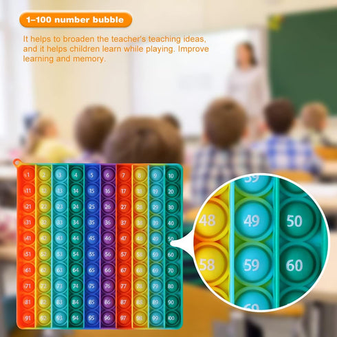 7.8in Big Size P0pp Math Toys, Rainbow Square Fidget Toy for Stress Relief and Math Manipulatives