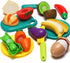 70 PCS Cutting Play Food Toy for Kids Kitchen, Pretend Fruit &Vegetables Accessories with Shopping Storage Basket