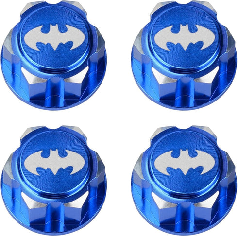 DJX 4PCS Aluminum 17mm Hex Wheel Nuts, Dustproof Anti-Skid Mount Cap for 1/10 Scale Arrma Losi HSP Redcat (Blue)