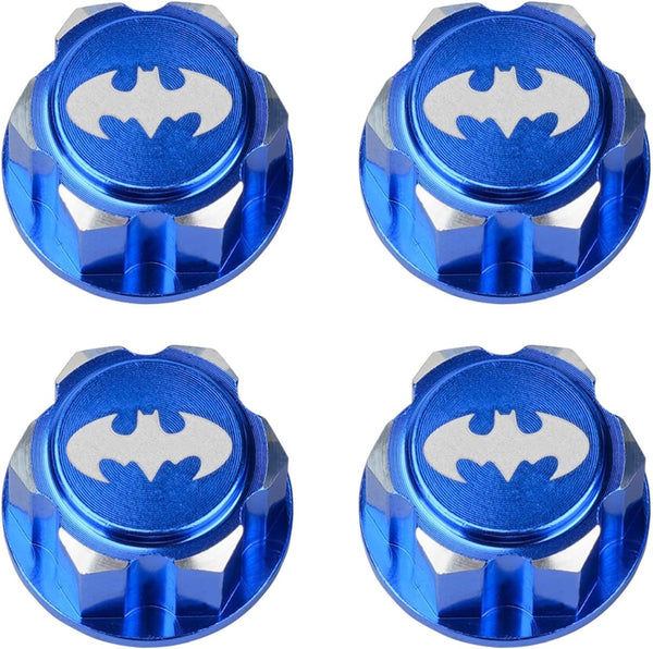 DJX 4PCS Aluminum 17mm Hex Wheel Nuts, Dustproof Anti-Skid Mount Cap for 1/10 Scale Arrma Losi HSP Redcat (Blue)