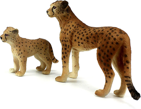 Playset 2-Piece FUNSHOWCASE African Jungle Animals Toy Cheetahs Figure Realistic Plastic Figurine Lot