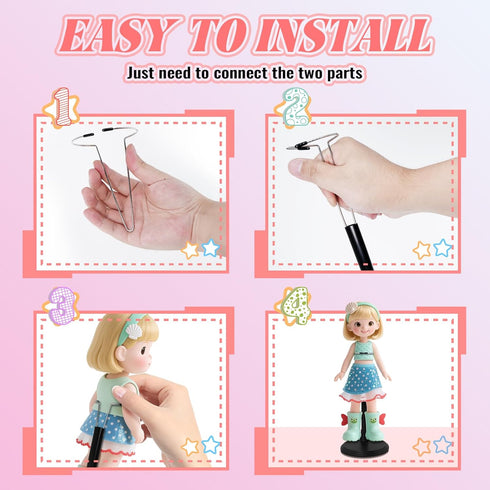 MEIJIAYOU 4PCS 15, 16, 17, 18, 19, 20, 21 inch 2" 4",Black Doll Stand Compatible with American Girl Accessories,Fit
