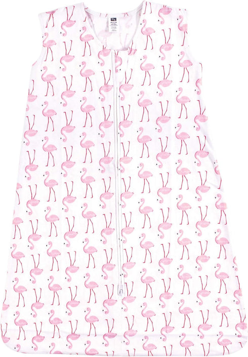 Hudson Baby Unisex Baby Cotton Sleeveless Wearable Sleeping Bag, Sack, Blanket, Flamingo, 6-12 Months